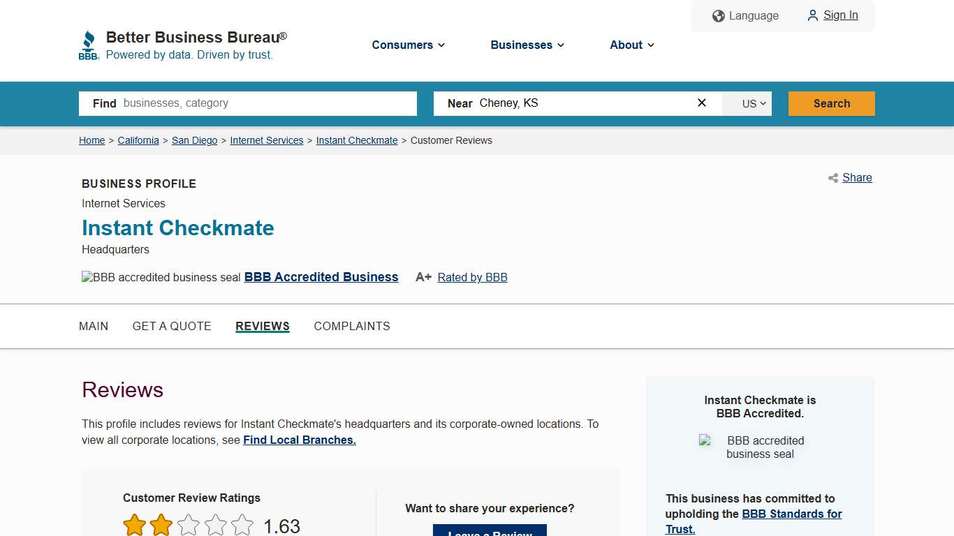 Instant Checkmate BBB Reviews Better Business Bureau